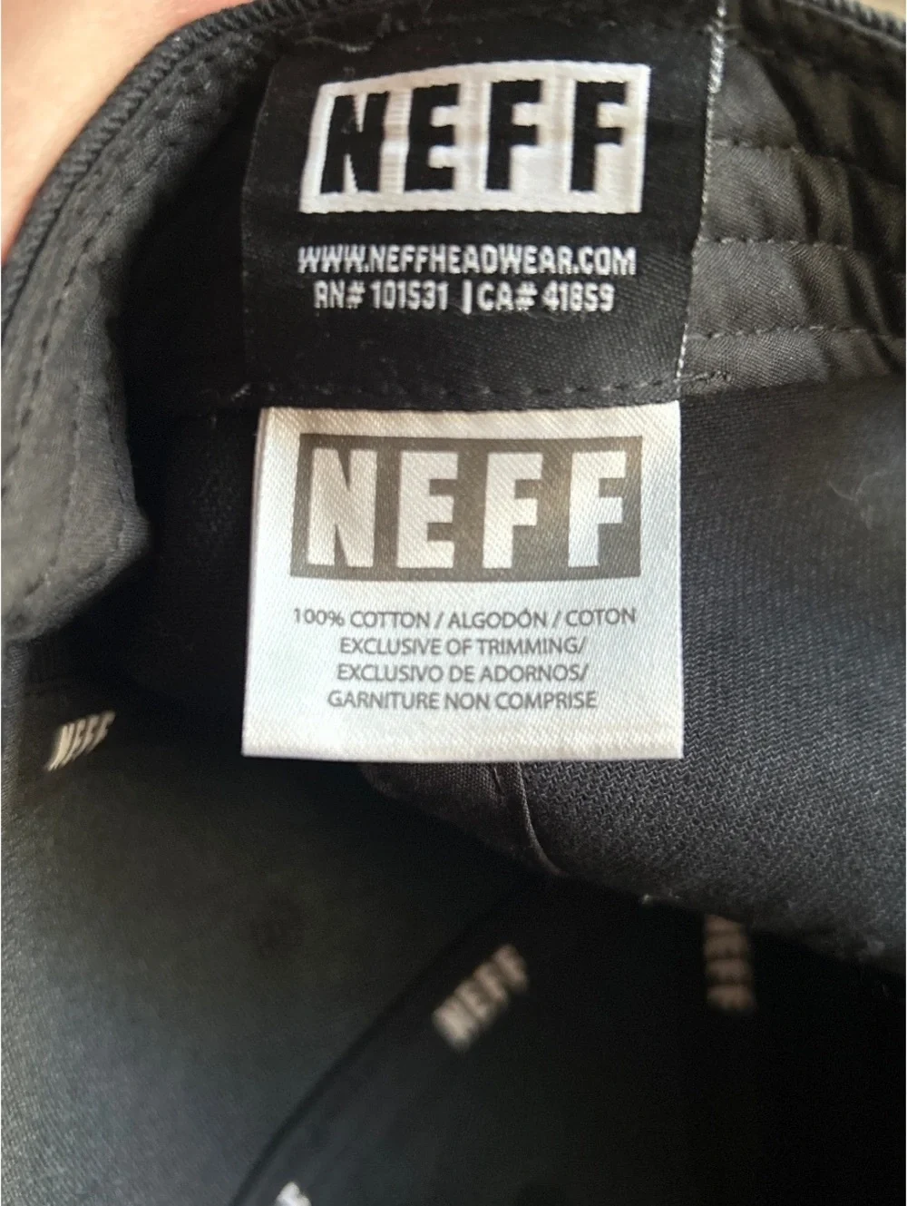 Black Neff ball cap adjustable 100% cotton